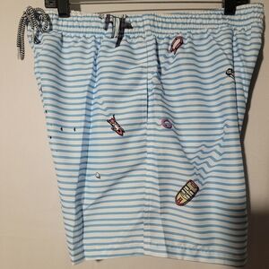 Boardies Striped Swim Shorts Trunks Turquoise Board Running Sz Large
